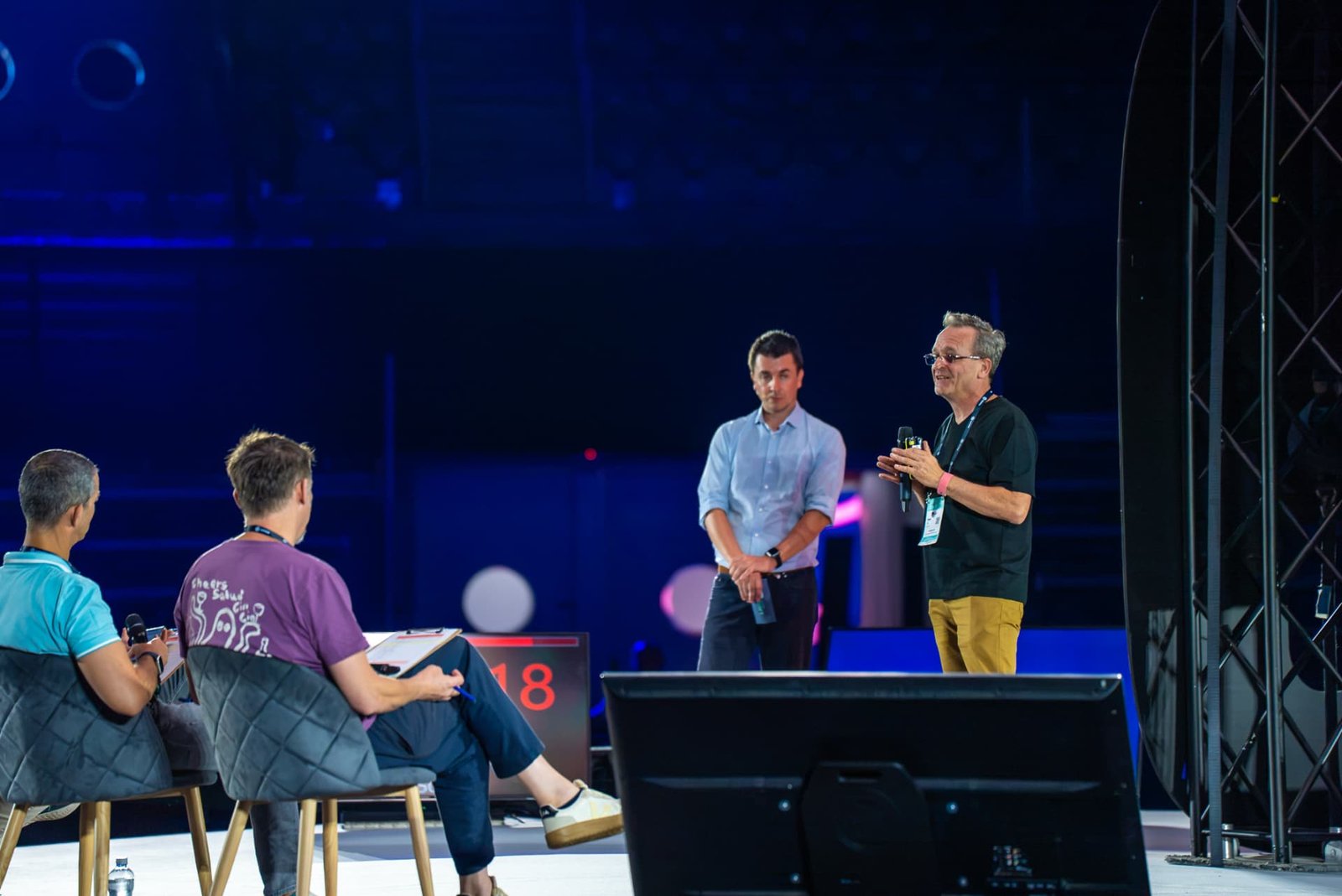 Brian Pike, co-founder and director of Arino One, pitching to the judging panel on the Startup Stage at Infobip Shift 2026 in Zadar